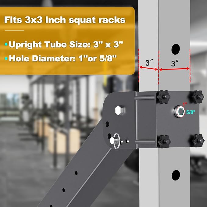 Kipika Power Rack Jammer Arms - Adjustable Height & Angle Lever Arm System for 2x2 or 3×3 Power Cages with 5/8" or 1" Holes - Fits 2-Inch Olympic Plates - 1 Pair
