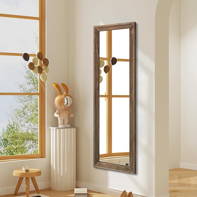 AAZZKANG Hanging Mirror Full Length Vintage Large Mirrors Wooden Framed | 47"x16" Bedroom Living Room Bathroom Entryway Wall Mounted Mirror Vertically or Horizontally