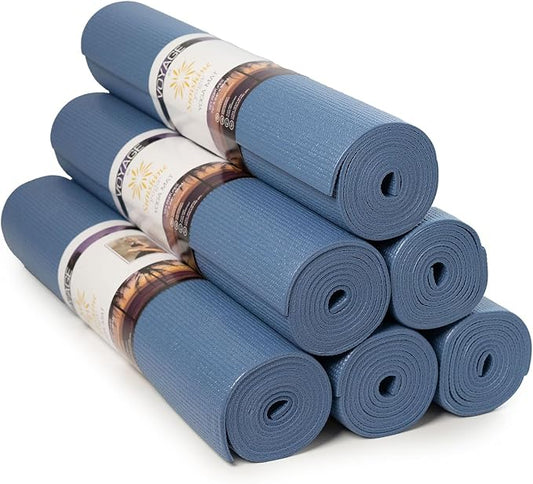 Voyage 5mm Studio Yoga Mats, 6 Pack, 72x24in | Extra Long, Anti-Tear Exercise Mats for Workout, Stretching, Fitness - Non Slip Gym Mats for Home, Schools and Studios