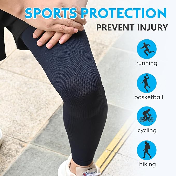 KEKING Full Leg Compression Sleeves, 20-30mmHg Graduated, Unisex, Running | Thigh-High Compression Stockings, Support Thighs, Calves & Knees, for Travel & Sports, Relieve Varicose Veins & Swelling
