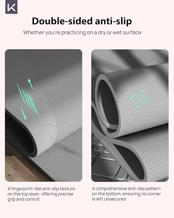 KEEP Extra Wide Yoga Mat, 7mm Thick 72" x 32" Exercise Mat | 7mm thick Extra wide yoga mat with carry strap for home workout, yoga, exercise and Pilates