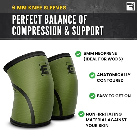 Element 26 Knee Sleeves for Weight Lifting with Gym Bag (S, OD Green) | 6mm Neoprene Support for Powerlifting, CrossFitting, Squats, Deadlifts, 7mm Compression, Non-Slip, Men & Women, Sold As Pair