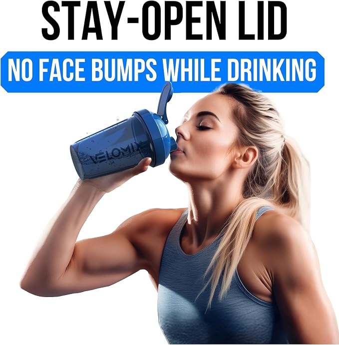 VELOMIX 2 Pack 20oz Protein Shaker Bottle for Protein Mixes, Green/Blue | 2x Wire Whisk, Leak Proof Shaker Cups for Protein Shakes, Stackable, Dishwasher safe, BPA free, Pre Workout and Fitness ready