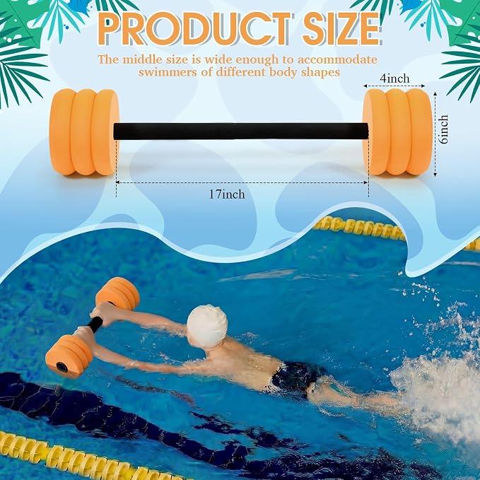 Soulchen Long Aquatic Exercise Dumbbells Pool Exercise Foam Water Weights Dumbbell Aquatic Pool Barbells with High Density EVA Foam for Swim Water Aerobics Workouts Loss