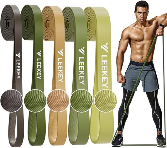 LEEKEY Pull Up Assistance Bands,5-125LB Resistance Bands with Grip、Door Anchor、Gym Bag - Exercise Bands for Full-Body Training, Fitness, Physical Therapy -USA Original Patent