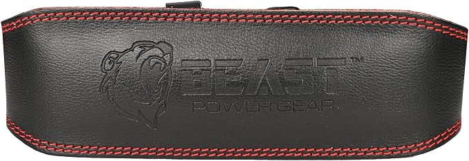 Weight Lifting Belt - 4” Genuine Leather Belts Padded Lower Back Support for Gym Bodybuilding Squat Deadlift Weightlifting Cross Strength Training Men Women Free Wrist Wrap