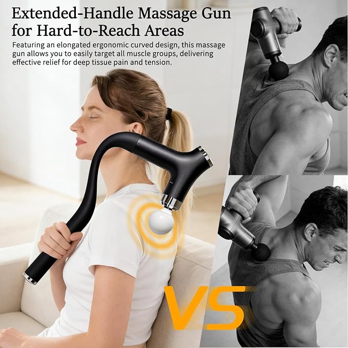 Sfozstra Massage Gun: Heat Cold Therapy Red Light Long Handle Massager | 12 Speeds/660nm Red LED / 850nm Infrared / 3000RPM Motor / Smart Pressure Sensor / Quiet Portable Design/