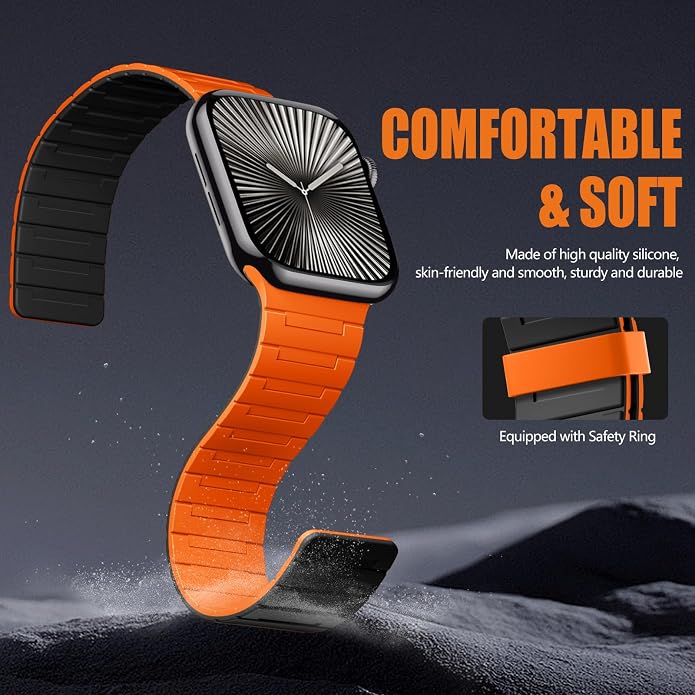 SNBLK Magnetic Watchband Compatible with Apple Watch for Men 44mm 45mm 46mm 49mm 42mm 41mm 40mm 38mm Women, Silicone Sport Strong Magnet Strap for iWatch Series 11 Ultra 3 Ultra 2 Se 10 9 8 7 6 5 4 1
