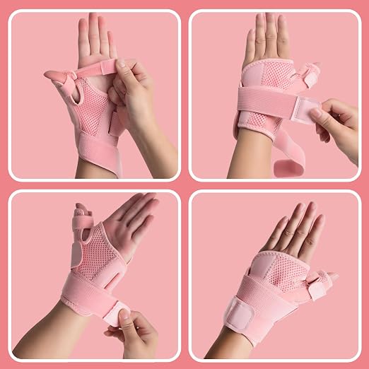 Comfortable Breathable Thumb Brace for Women Typing, Adjustable Thumb Spica Splint Wrist Support for All-Day Daytime Work and Office Use, Lightweight Fit for Left or Right Hand