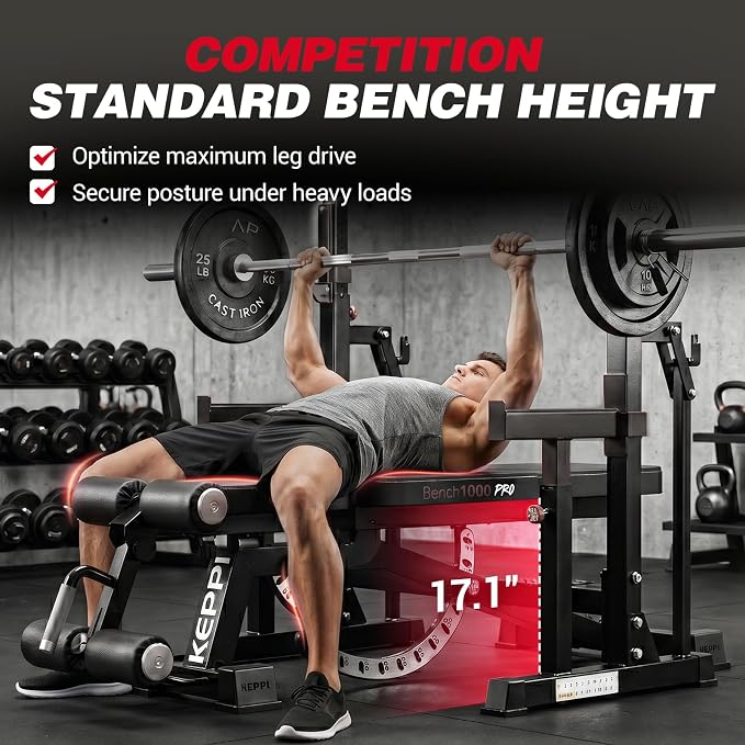 Adjustable Weight Bench, Commercial Grade 1200LB Workout Bench Press Set for Home Gym Strength Training Exercise, Incline Bench with 12+3 Adjustable Backrest&Seat Positions for Full Body Fitness