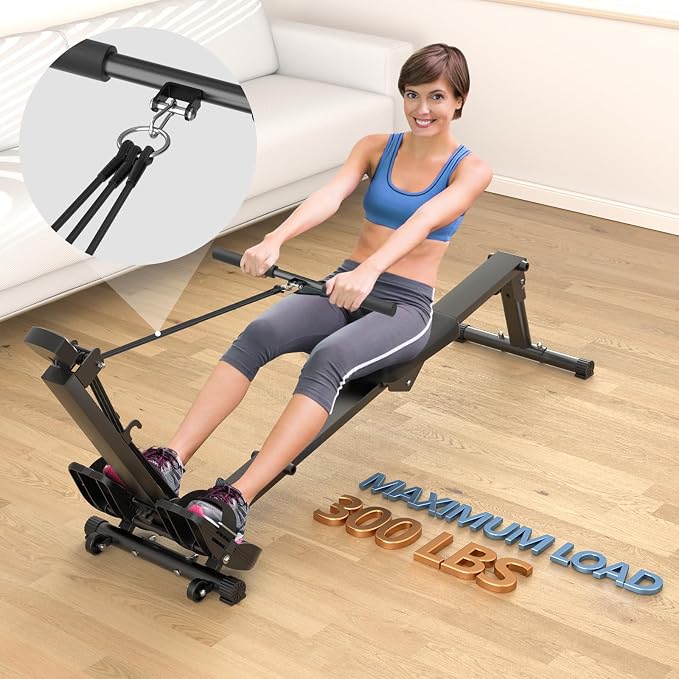 Rowing Machine, LUBBYGIM Magnetic Rower Machine, Foldable, LCD Display