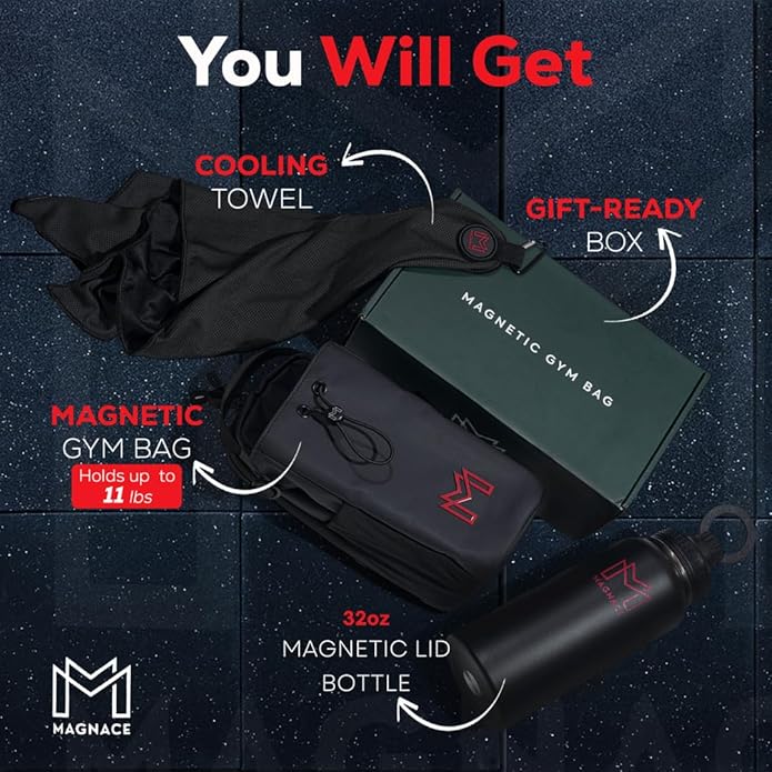 Small Magnetic Gym Bag Bundle, Water Bottle Holder, Sling Bag for Men Women