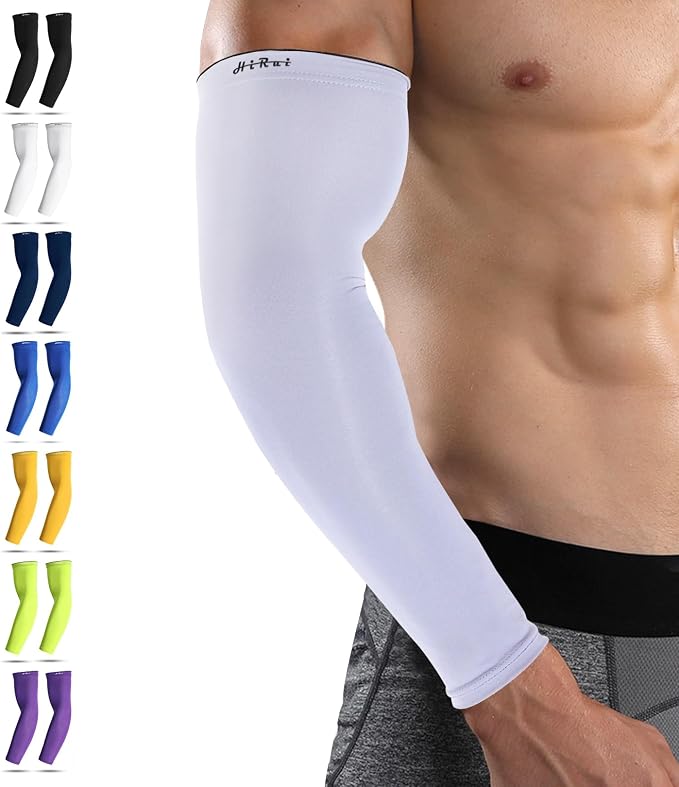 HiRui Arm Compression Sleeves for Men Women Youth, UV Protection 20-30mmHG Support Tattoo Cover, Breathable Moisture-Wicking