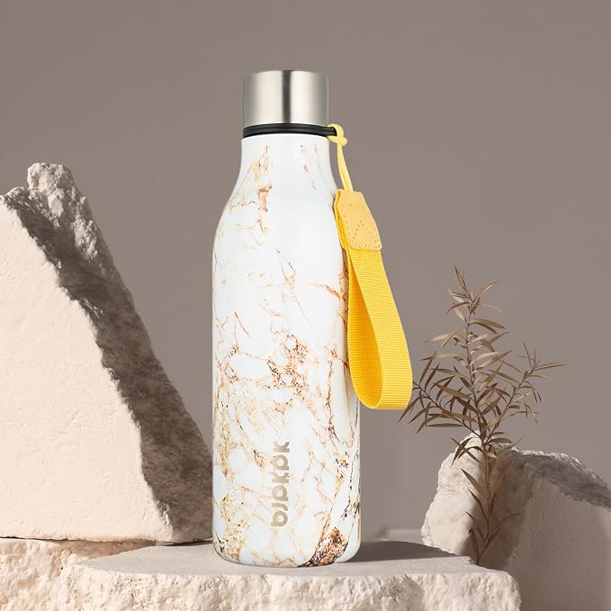 BJPKPK 18oz Insulated Water Bottle, Stainless Steel Bottle with Carry Strap | Keep Cold & Hot Vacuum Insulation, Leak-Proof BPA-Free Design, Slim Bottle Fits Most Cup Holders for Gym, Office & Travel