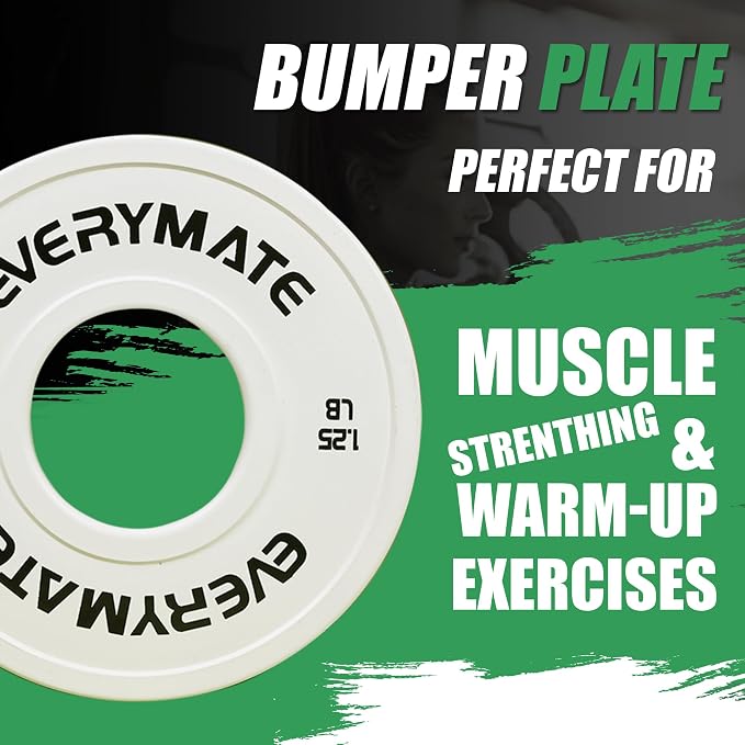 EVERYMATE Change Weight Plates 1.25LB 2.5LB 5LB Set Fractional Plate Olympic Bumper Plates for Cross Training Bumper Weight Plates Steel Insert Strength Training Weight Plates
