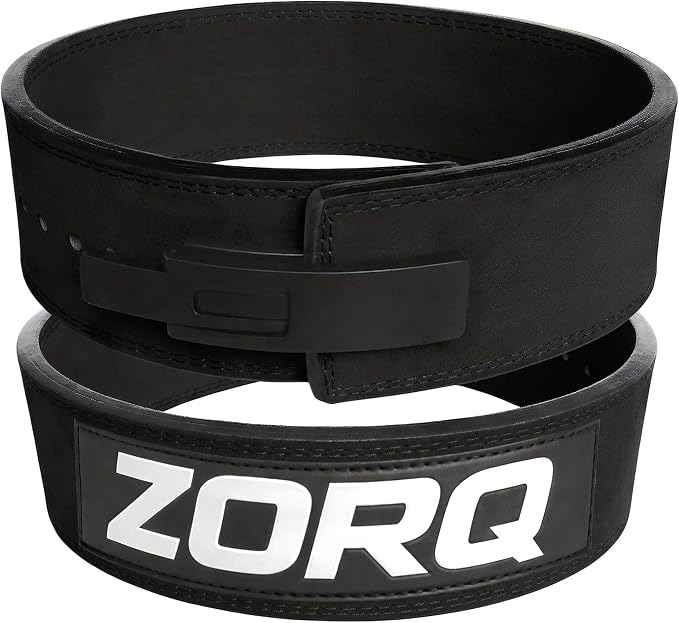 ZORQ Lever Belt Weight Lifting Belt - 10mm Thick 4 Inch Wide Genuine Leather Powerlifting Belt for Men & Women - Professional Gym Belt for Squats, Deadlifts, Bodybuilding & Strength Training