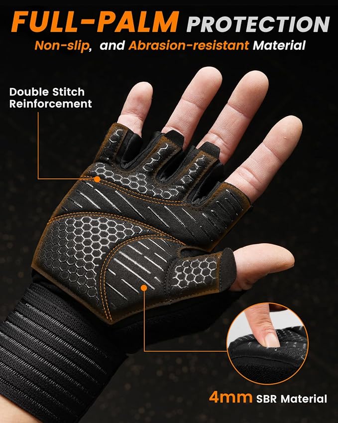ATERCEL Gym Gloves for Men with Wrist Support, for Workout Weight Lifting | High-Elastic & Breathable | For Men & Women | Exercise & Fitness Ready