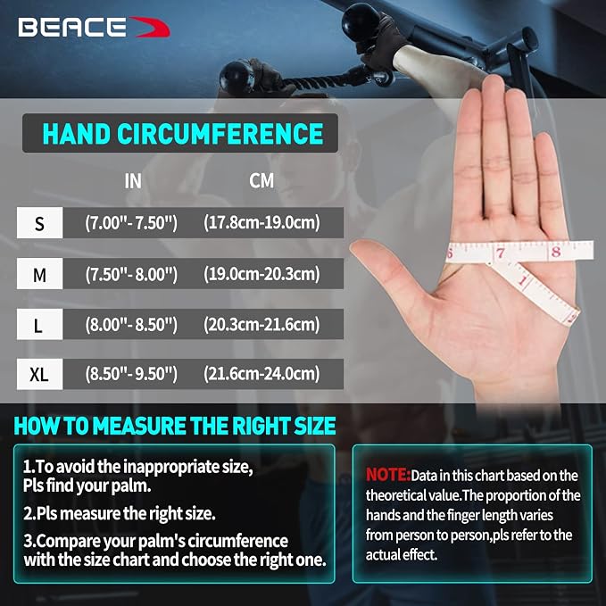 BEACE Full Finger Weight Lifting Gym Gloves with Anti-Slip Leather Palm for Workout Exercise Training Fitness and Bodybuilding for Men & Women