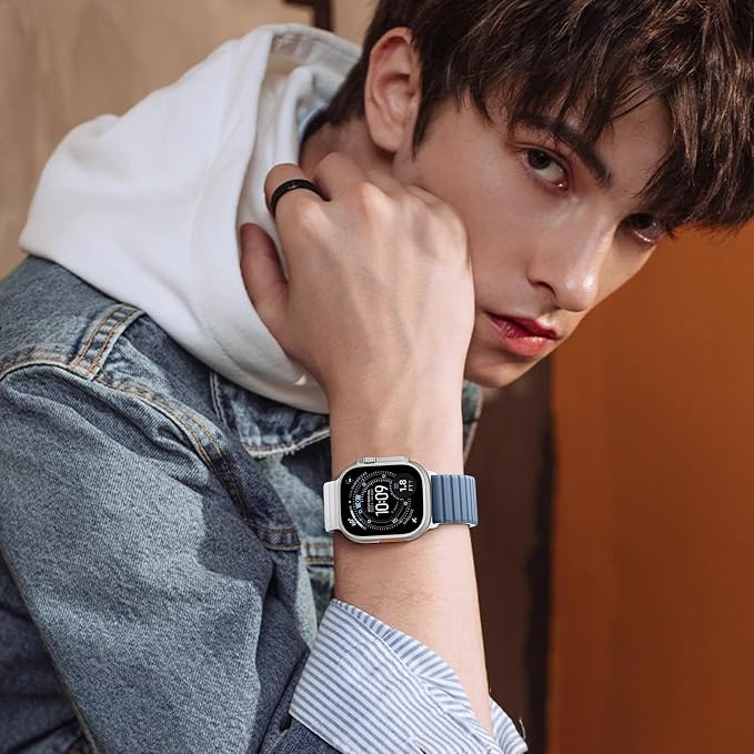 Magnetic Sport Silicone for Apple Watch Ultra 3 2 Band 49mm 46 45 44mm Men | Upgraded Magnet,Two-Tone Design,Waterproof,Soft Loop Strap for iWatch Ultra 3/2 Series 11 10 9 8 7 6 5 4 SE 46mm 45mm 44 49