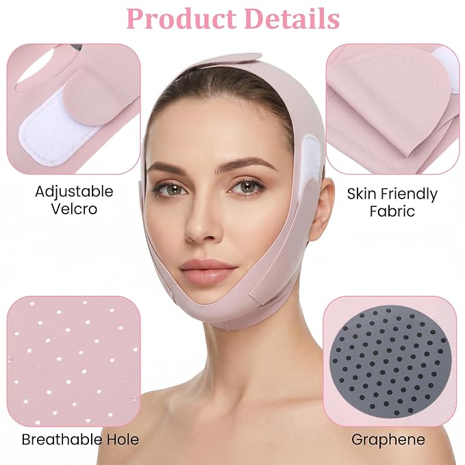 Face Framer V Line Lifting Mask Reusable Chin Strap for Sleeping Breathable Double Chin Reducer Face Slimming Strap with Support for Women Prevent Sagging (Purple)