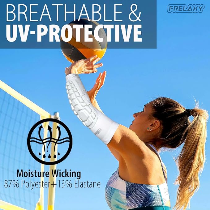Frelaxy Elbow Pads, Padded Arm Sleeves for Volleyball and Football, 2 Pack