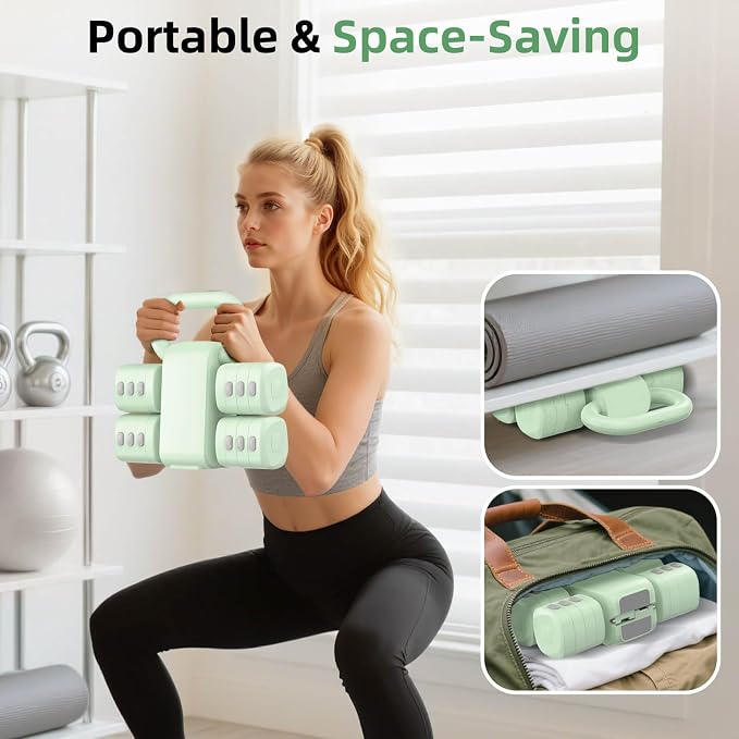 2-in-1 Adjustable Dumbbell Set, 4-Level Weights for Women | Convertible Dumbbell & Kettlebell, Adjustable 2.2-5.5lb Each, Quick-Change Button, Compact for Home Gym, Office & Outdoor