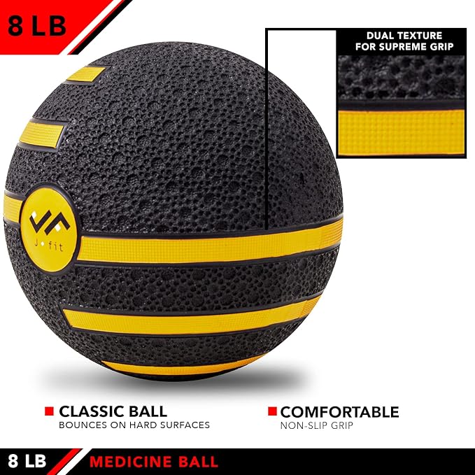 JFIT Dual Texture Medicine Ball – Weighted Exercise Ball for Strength, Core & Functional Fitness Training