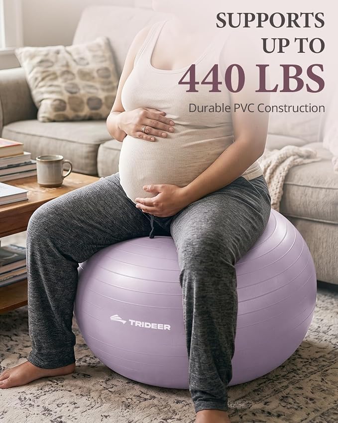 Trideer Exercise Ball, Stability Yoga Ball for Physical Therapy, Active Sitting, Pregnancy & Birth Labor Prep, Core Strength, Balance Training, Posture Improvement and Daily Stretching, 55/65/75cm