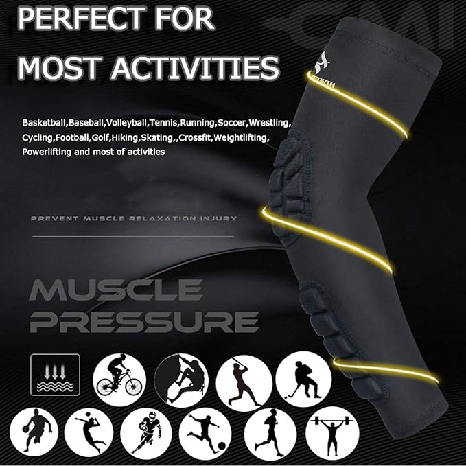 2PCS Padded Elbow Forearm Sleeves Compression Arm Protective Support