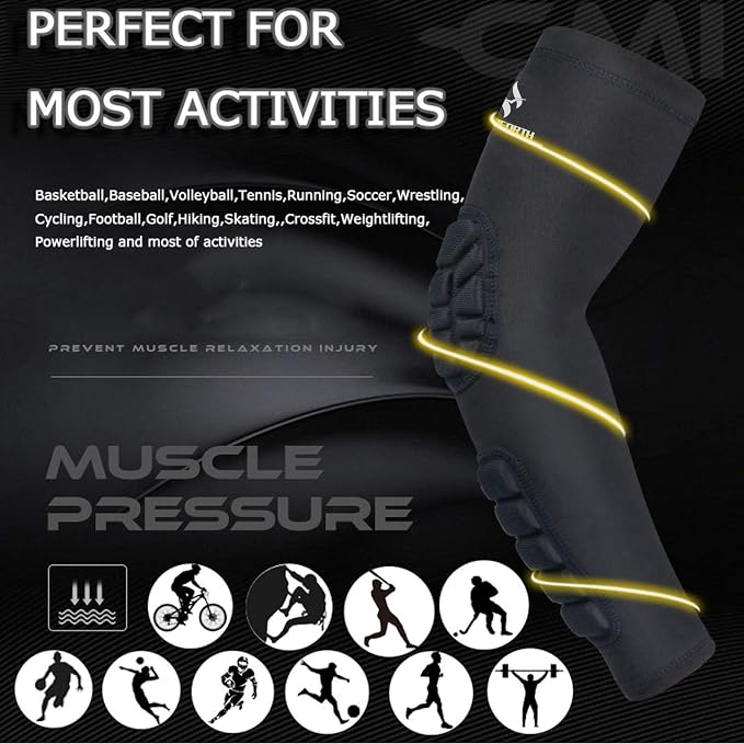 2PCS Padded Elbow Forearm Sleeves Compression Arm Protective Support