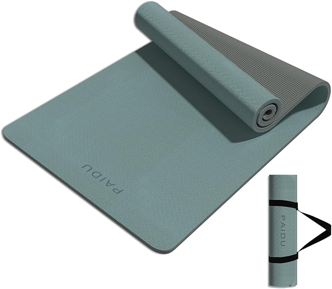 PAIDU Yoga Mat 8mm TPE Non‑Slip Fitness Mat with Strap for Home Workouts | SGS Certified, Odorless, Tear‑Resistant, Unisex, for Yoga, Pilates, Meditation, Home & Gym Workouts