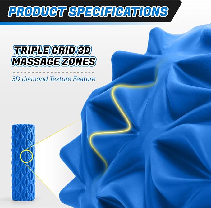 Foam Roller for Deep Tissue Massager High Density Massage Roller | Exercise Patented Roller for Muscle Massage and Myofascial Trigger Point Release Back Roller Improves Mobility (15" Blue)