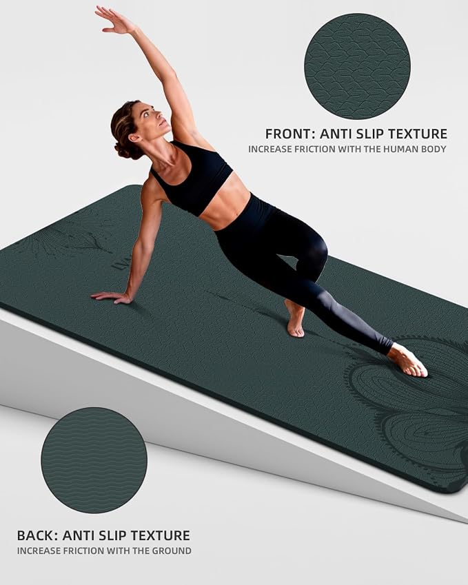 Large Yoga Mat (75.5"x47.6"x0.4"）Extra Wide & Thick 10mm | Non-Slip Exercise Mat, High-Density TPE Mat for Yoga Pilates & Home Gym Workouts