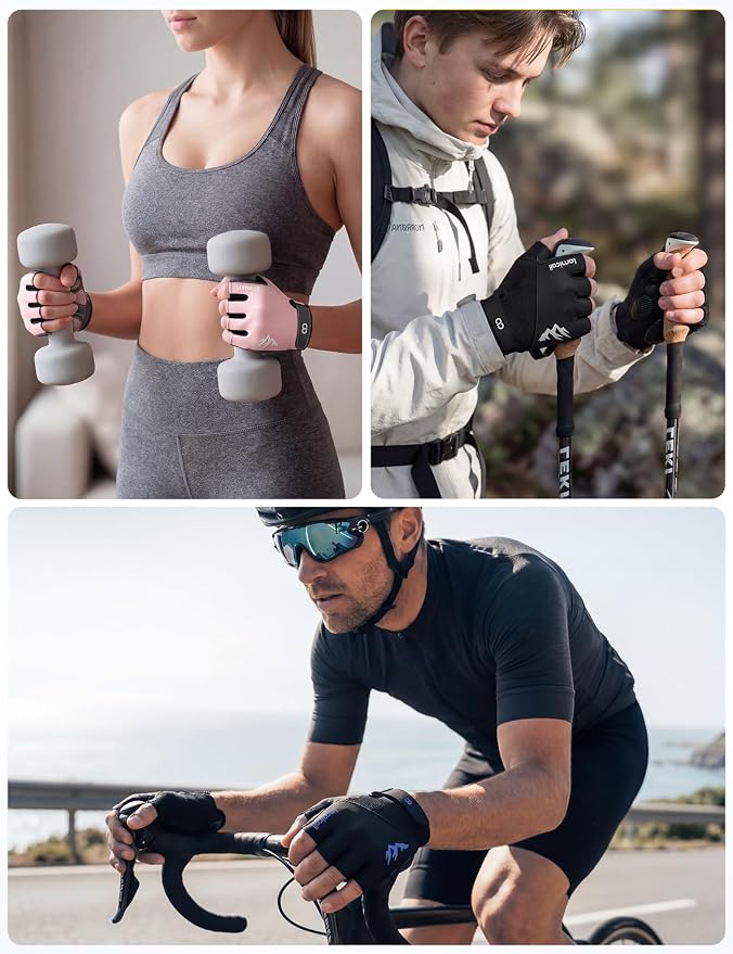 Lamicall Bike Gloves for Men Women - [Anti-Slip Shock-Absorbing Pad] Workout Gloves, Breathable Materials, Cycling Gloves for Bicycle, Gym, Motorcycle, Hiking, Indoor & Outdoor Sports