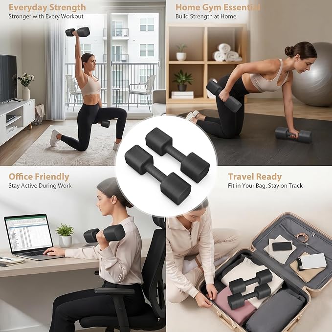 Adjustable Dumbbell Set of 2, 2.2-20LB Adjustable Weight Set, 3 in 1 Free Weights Dumbbells Set for women men at home, 2.2lb, 3.6lb, 5lb,10lb, 20lb, for Home, Office, Gym Exercise Training, Anti-slip Handle
