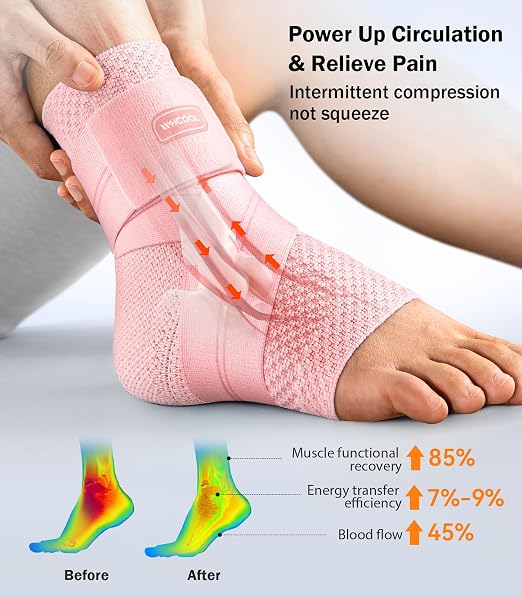 Flat Knitting Ankle Brace for Women&Men, 7-Zone Dynamic Compression Sleeve w/Flex Strap,Foot Support for Sports, Sprained Ankle, Achilles Tendonitis, Plantar Fasciitis Relief(Pack of1) L,Pink