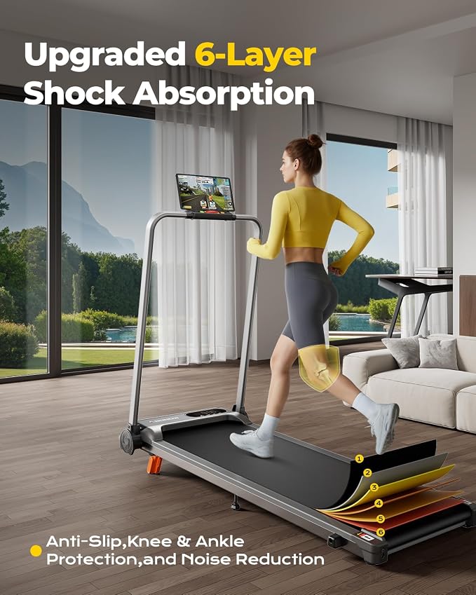 Abonow Walking Pad Treadmill with Handle Bar for Home Office | 3.0HP Compact Treadmills, 8% Manual Incline 2 in 1 Under Desk Walking Machine, LED Display, 265 LBS Capacity