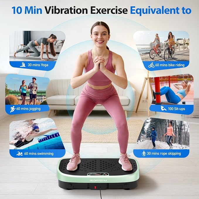 Vibration Plate Exercise Machine for Body Shaker Machine & Weight Loss, Shake Plate with Resistance Bands, 120 Speed Levels, Remote Control, Full Body Workout, Compact Home Gym Equipment