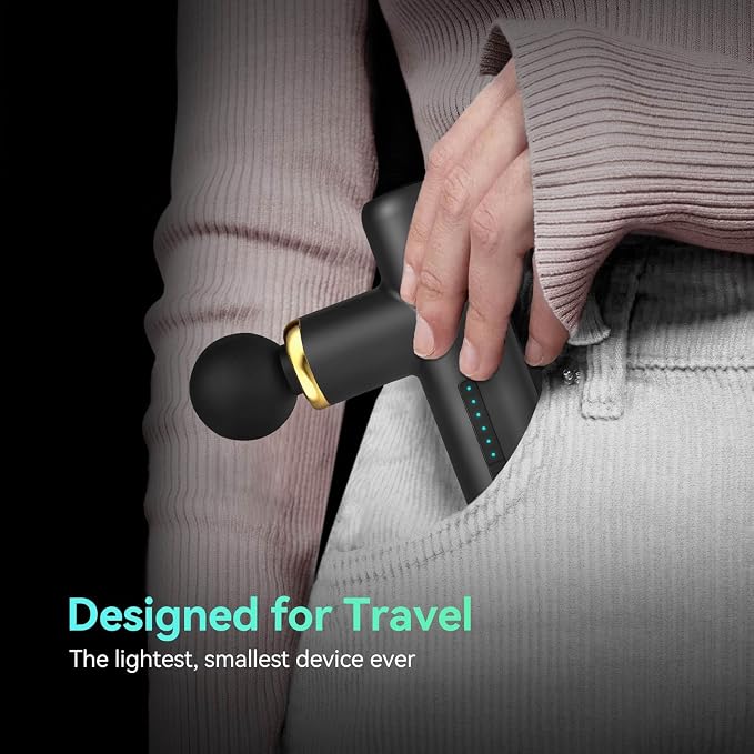 Mini Massage Gun Pocket-Sized Massage Gun Deep Tissue Quiet, Portable Percussion Muscle Travel Massager Gun,Back/Neck Massager for Pain Relief Deep Tissue (Black)