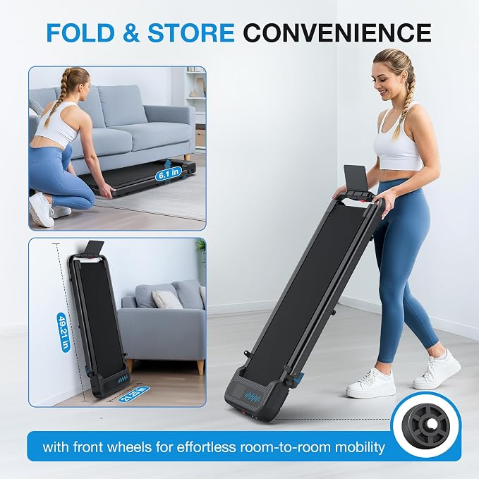 Folding Treadmill for Home, Walking Pad with Incline and Handle Bar | 350+lbs Capacity,Under Desk Treadmill for Home Small Office,Low Noise Treadmills with Smart Voice Control for Jogging Running