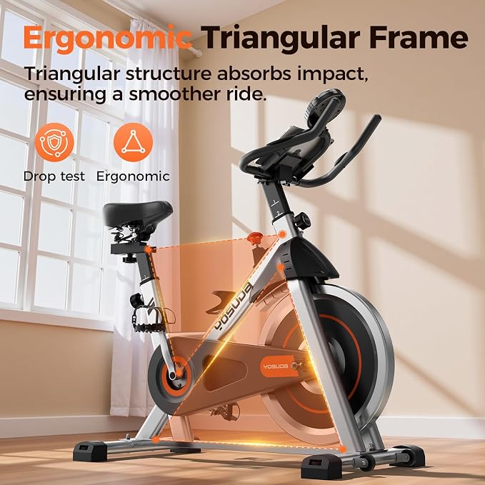YOSUDA Exercise Bike, Brake Pad Stationary Bike for Home with Exclusive App, Magnetic Indoor Cycling Bike with 300 lb Weight Capacity, Low Noise, Tablet Holder and Fitness Courses for Weight Loss