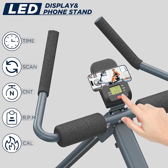 4-in-1 Rowing Machine, Ab Machine – Foldable Full Body Workout Equipment with Resistance Bands for Home Cardio, Strength, and Core Training – Black | Foldable, Full Body Workout Equipment, Resistance Bands, Home Cardio, Strength, and Core Training