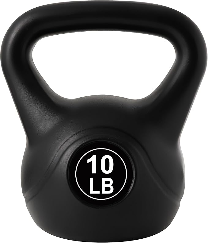 ALTLER Vinyl Plastic Concrete Kettlebell 10-50LBS Safe Strength Training Kettlebell Anti-Slip Grip Weight for Home Workouts and Men/Women/Beginners