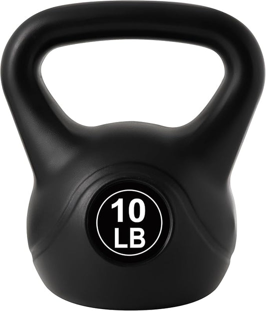 ALTLER Vinyl Plastic Concrete Kettlebell 10-50LBS Safe Strength Training Kettlebell Anti-Slip Grip Weight for Home Workouts and Men/Women/Beginners