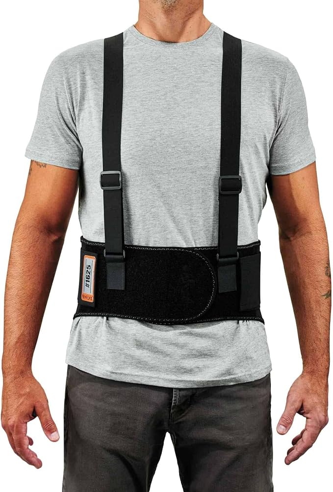 Ergodyne ProFlex 1625 Back Support Brace, Stays and Rubber Webbing for Snug Fit, Removeable Straps, Adjustable