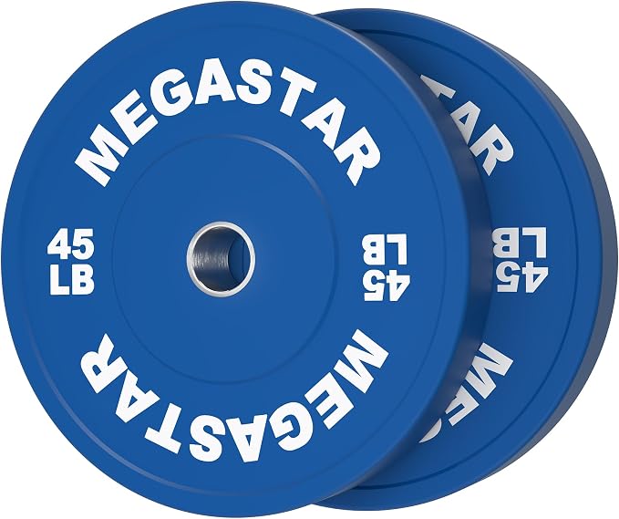 Olympic Bumper Plates, 2-Inch Rubber Weight Plates Set – Color-Coded Heavy Duty Bumper Plates for Home Gym, Strength Training & Weight Lifting