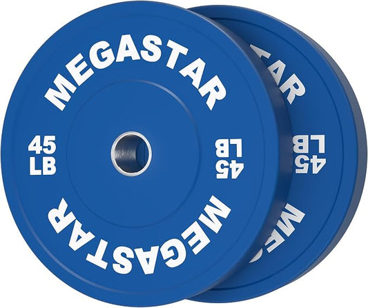 Olympic Bumper Plates, 2-Inch Rubber Weight Plates Set – Color-Coded Heavy Duty Bumper Plates for Home Gym, Strength Training & Weight Lifting
