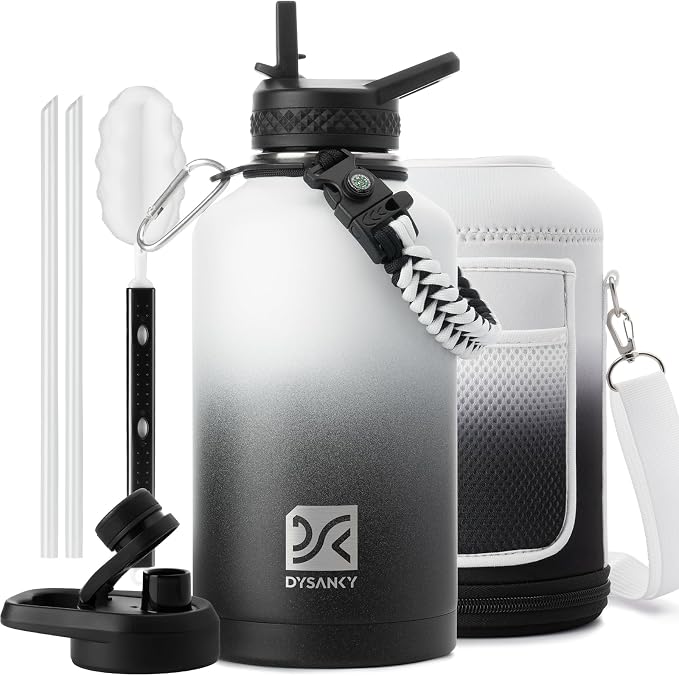 DYSANKY Insulated Water Bottle with Portable Carrier Bag for Outdoor 64 oz