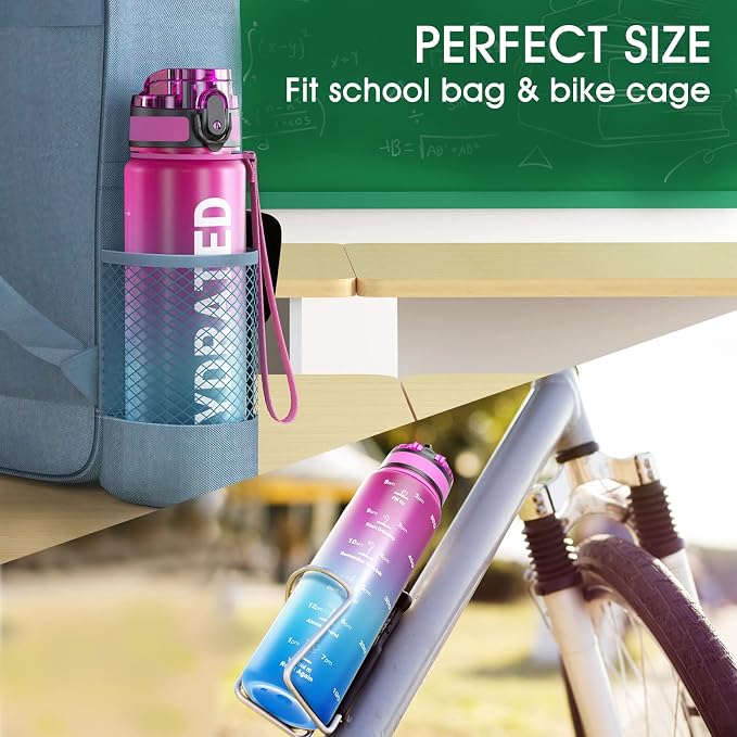 Sahara Sailor Water Bottle 17oz, Durable and Leakproof Water Bottles Motivational with Time Marker, Tritan, BPA Free, Wide Mouth with Easy Clean Brush for Gym, Travel, Home, School, Office (1 Bottle) | Bpa Free, Leakproof Wide Mouth With Fast Flow Lid ...