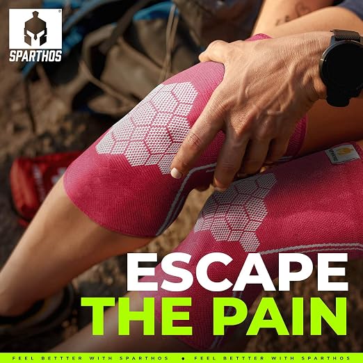 Sparthos Knee Brace for Men, Knee Compression Sleeve for Women - Pink-L